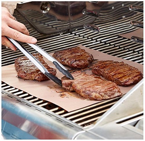 HomeLife Elements Golden Grill Mat Set of 3 - 100% Non-stick BBQ Grill & Baking Mats - FDA Approved, PFOA Free, Easy to Clean and Reusable - As Seen on TV - 15.75 x 13 Inch