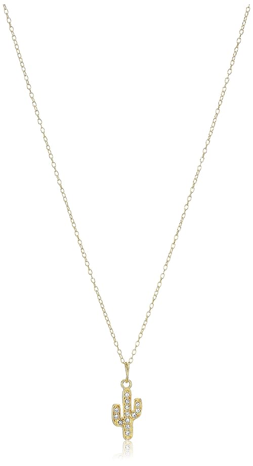 Amazon Essentials Yellow 18K Gold Over Sterling Silver Crystal Cactus Pendant Necklace, 16" +2" ,(previously Amazon Collection)