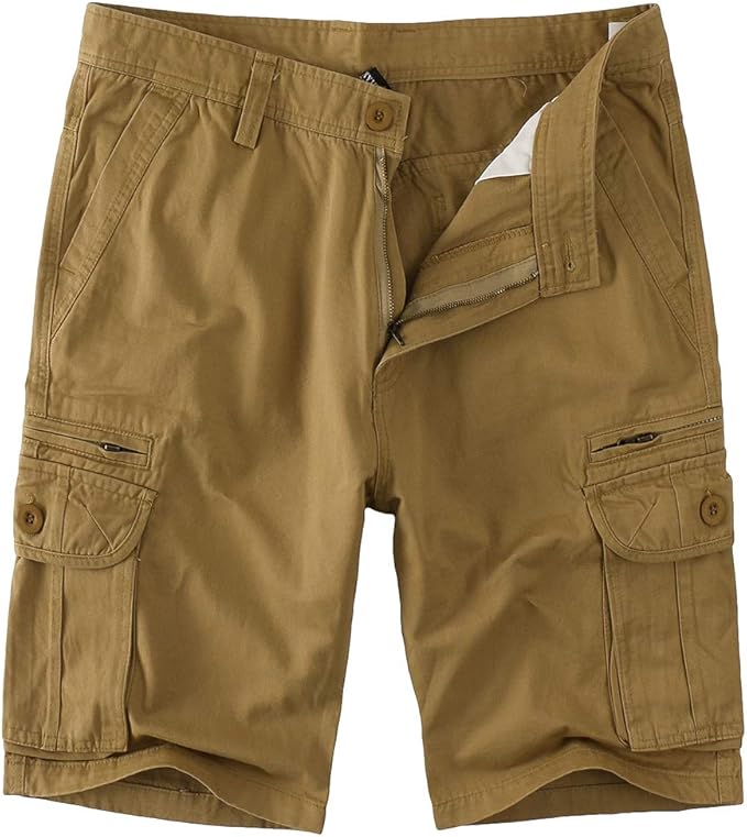 mens long khaki cargo shorts