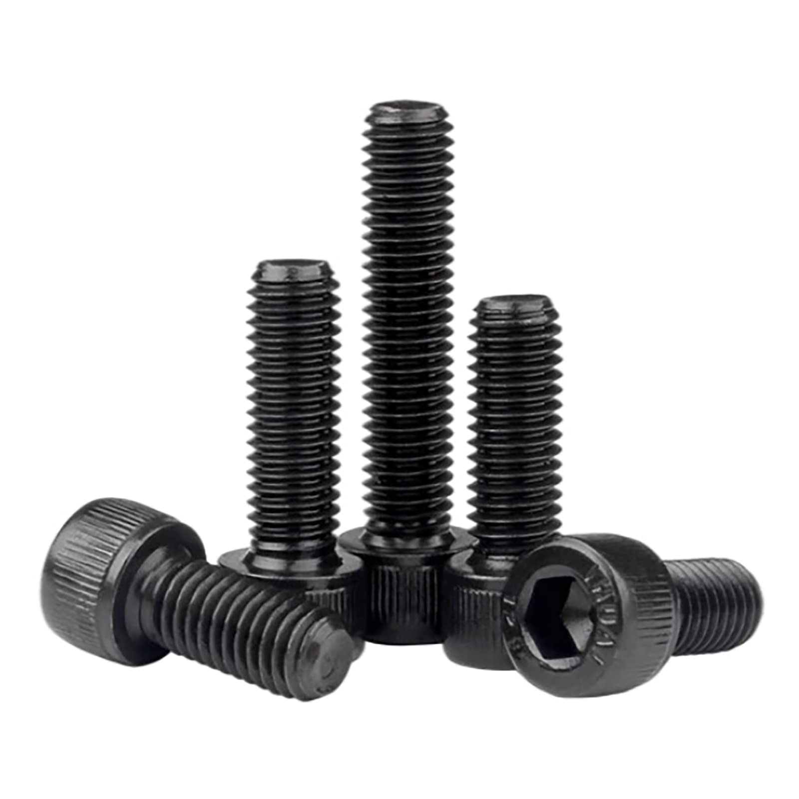 FandWay M4 Hex Bolts, Hex Socket Cap Head Machine Screws, DIN912 Allen Screws, M4x8/12/16/20/30mm Black Bolts Set 12.9 Grade Alloy Steel Fully Threaded with 1 Allen Key, 125 Pieces