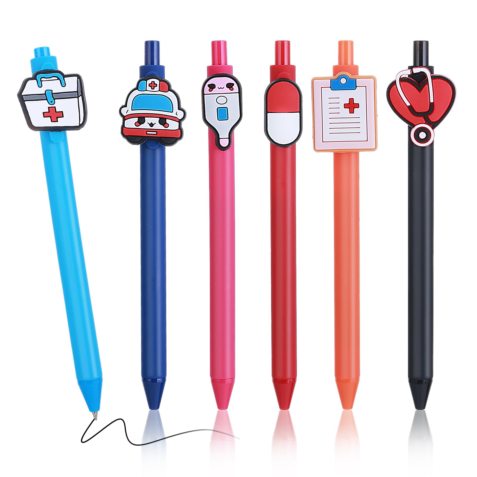 Cobee 6PCS Cute Nurse Pens, Funny Nursing Pens 0.5mm Retractable Pen Accessories for Nurses Medical Assistants Students Essentials Workers Nurse Day Appreciation Gifts