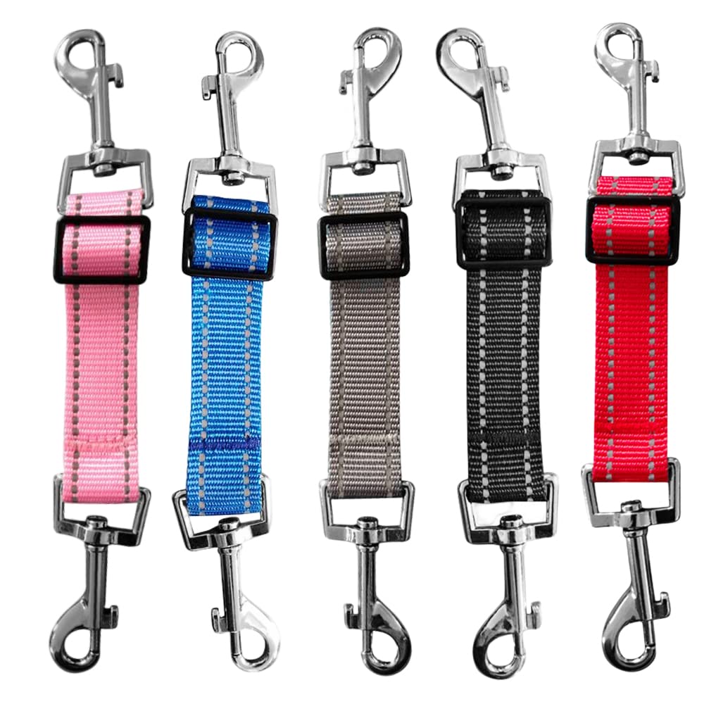 JVHLOV 5 Pcs Dog Collar Clips, Dog Collar Connector, Adjustable Reflective Pet Collar Leash, for Dog Harness to Collar Safety Clip