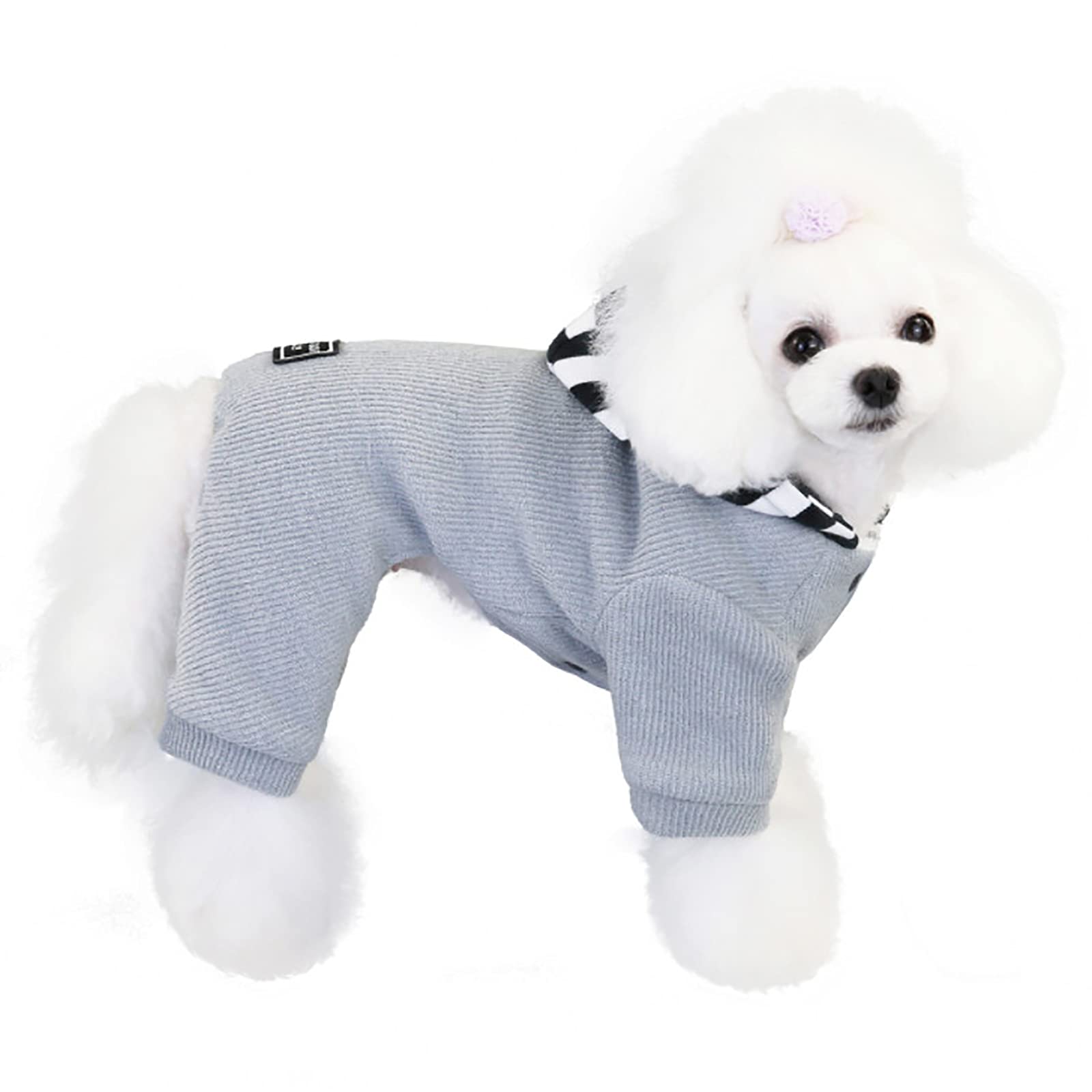 Dog Sweater Dog Clothes Fleece Dog Woolen Sweater Winter Warm Sweat Shirt 4 Legs Jumpsuit Simple Hoodie Fleece Sweater for Small Dog Medium Dog Cat Grey M