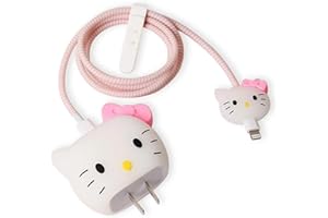 SUFEASDF 3D Hello Kitty Cute Cartoon Series Fast Charger Cover Protector for iPhone 18W 20W iPhone 14 13 12 11 Pro Max Fast Charging Cable Charger Head Cover Cable Accessory Data Cable Protective Sleeve