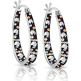 Savlano 14K Gold Plated Inside Out Crystal, Pearl Hoop Earrings- Oval Shape Earrings for Women Comes with Gift Box