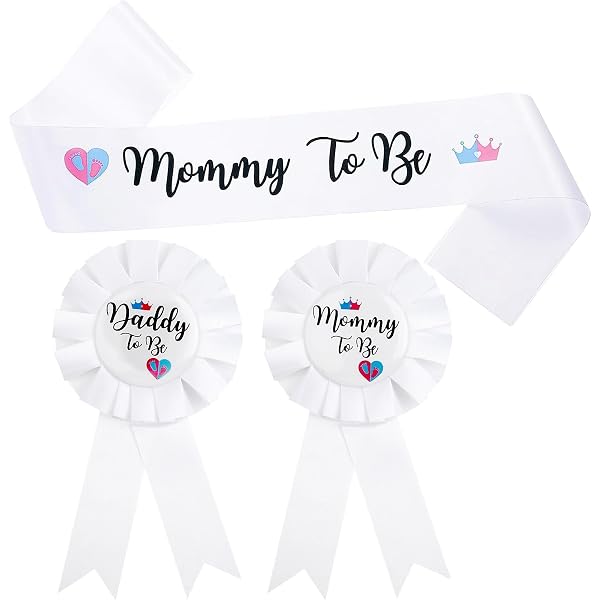 2 Spille Per Baby Shower: Daddy To Be (Spilla) E Mommy To Be (Fascia) – Blu, Regalo Per Genitori In Attesa