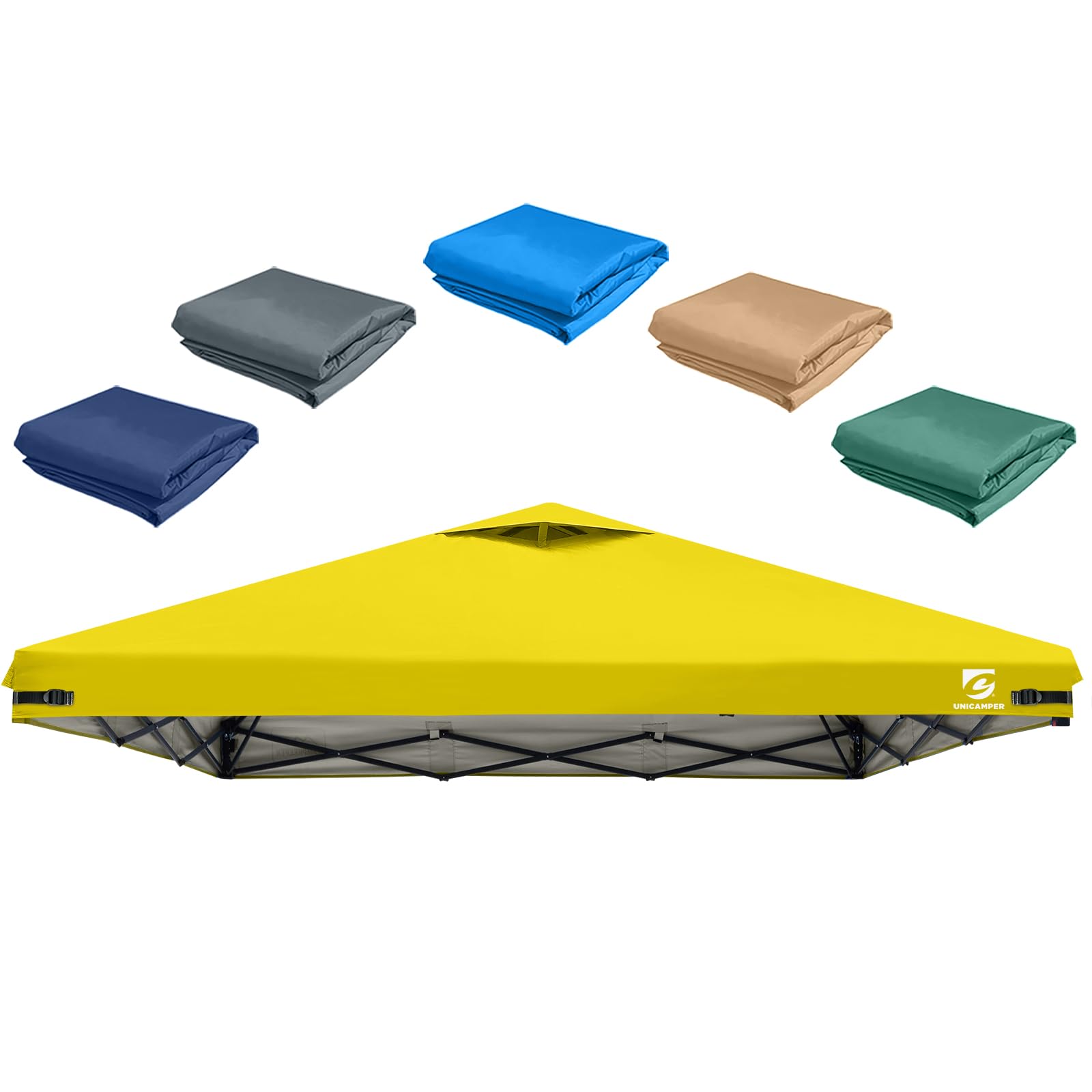 Photo 1 of 10x10 Pop Up Canopy Replacement Top Cover with Air Vent for Straight Leg Canopy Tent, Waterproof for Outdoor Garden Patio Camping Sun Shade(Top Only) (Yellow, 1)