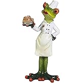 ICE ARMOR 7" H Frog Chef Serving Figurine Statue Sculpture Ornament Decor for Housewarming, Holidays, Christmas for Men/Women