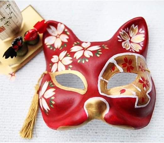 SYLOZ El Zorro Plateado Máscara De Halloween Tocado Zorro Gato Japonés