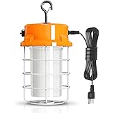 RIUVAO 80W LED Temporary Work Light 12000lm 5000K Daylight White Portable Hanging Construction Lighting Led High Bay Light for Workshop Mine Job Site Lighting