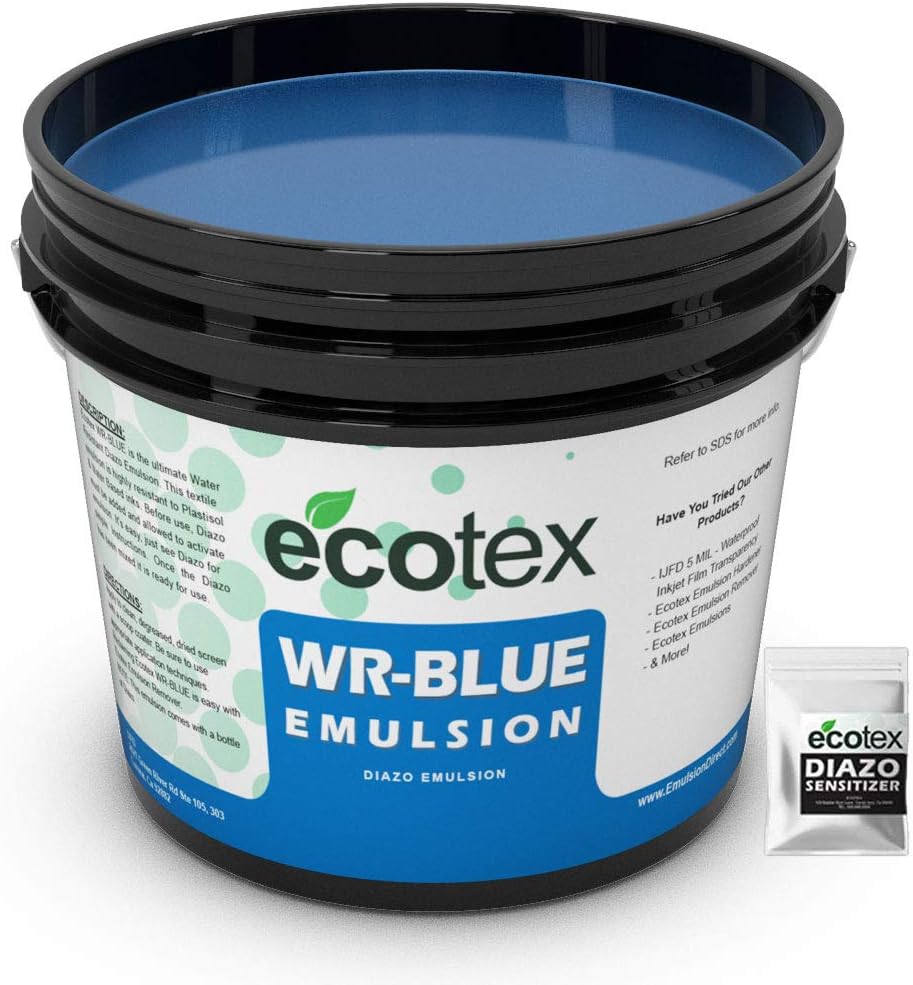 Ecotex WRBlue Water Resistant Textile Diazo Screen Printing Emulsion