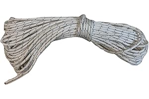 BLUE OX ROPE 5/16 Inch Double Braid Polyester Rope, White with Black Tracer