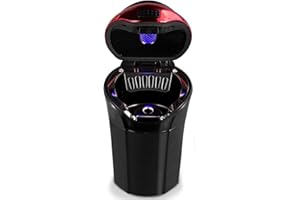 EJIASU Car Ashtray, Car Ashtray Lighter Set Detachable, Car Ashtray with Lid Blue LED Light Indicator for Car, Home, Office and Travel