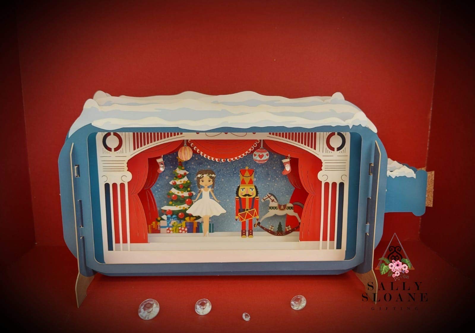 Message in A Bottle 3D Pop Up Card Christmas Nutcraker
