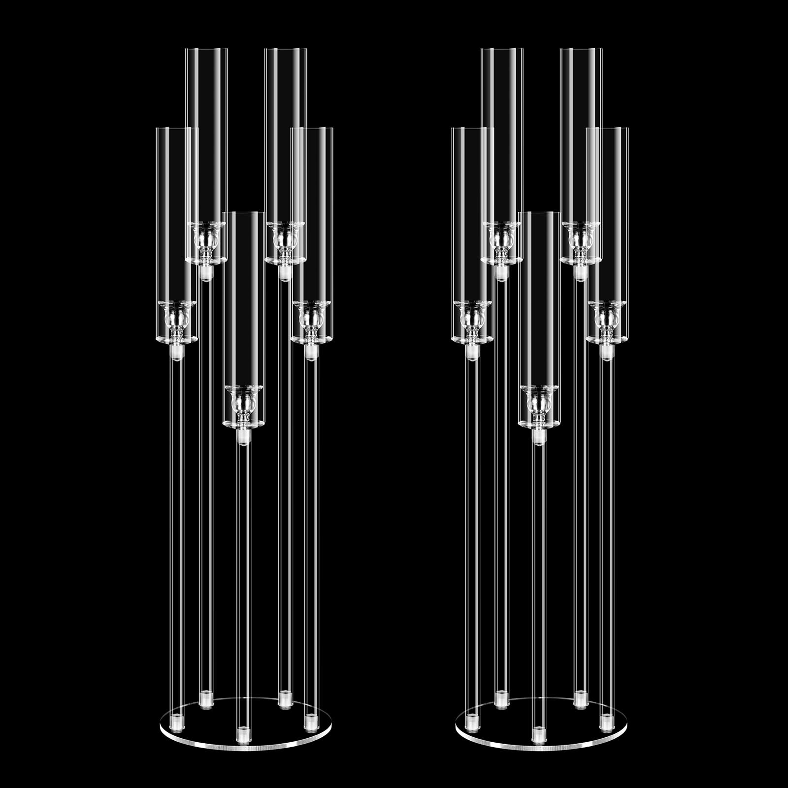 Photo 1 of 2 Set 5 Arms 34.6'' Acrylic Candelabra Centerpieces for Wedding Table Decorations,Clear 5 Arms Candlesticks Holder with Acrylic Shade for Valentine's Day Dinner Party Fireplace Gift Fit LED Candle