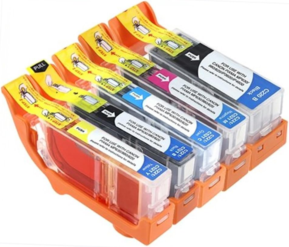 HOTCOLOR PGI-220 Black Ink Cartridge and CLI-221 Black, Cyan, Magenta, Yellow Ink Cartridge 5-Pack for Canon MP640 MP980 MP990 iP3600 iP4600 iP4700 MX860 MX870 PMFP1 PMFP3 SFP1 SFP2 Printer