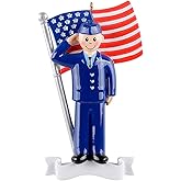 MAXORA Personalized Soldier Military Christmas Ornament with American Flag, Airforce Soldier - Patriotic Ornaments for Veteran