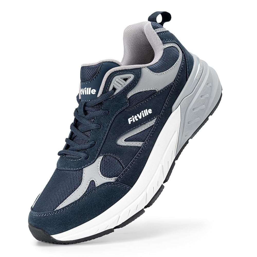 Photo 1 of FitVille Wide Walking Shoes for Men Extra Wide Width Sneakers with Arch Support for Flat Feet Heel Pain Relief Plantar Fasciitis - Rebound NEO V1