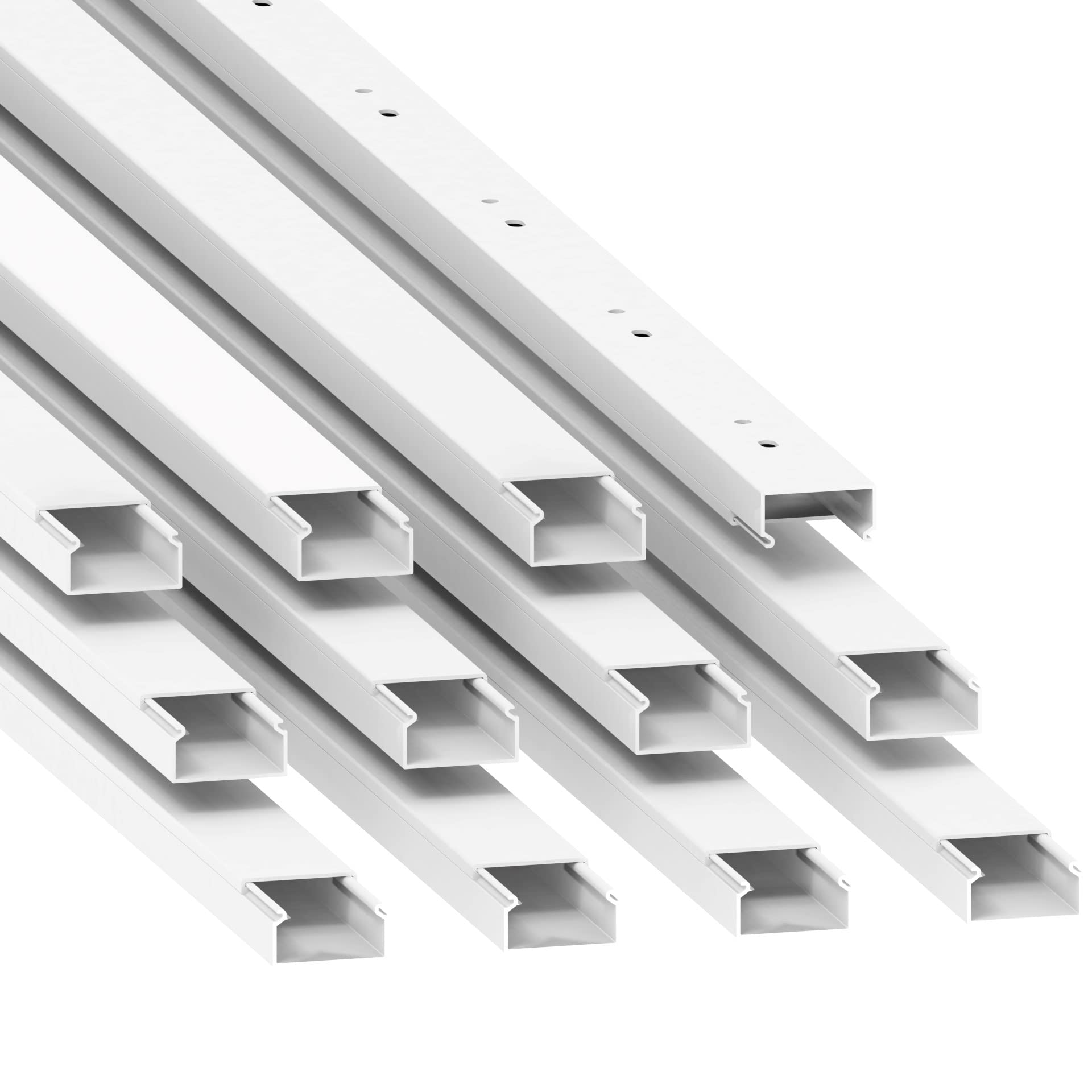 Cablecoach cable duct (with mounting holes in the floor) 15x30 mm made of PVC, colour: white, length 12 m (12 pieces á 1 metre)