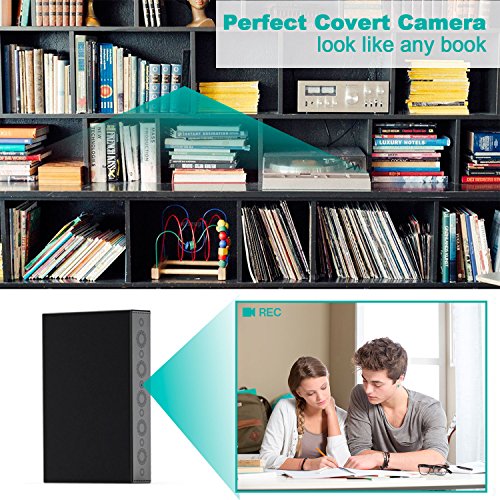 Conbrov Hidden Spy Book Camera, 720P Home Security Covert Camera with Motion Detection and Night Vision, Built-in 10000mAh Battery Standby up to 2 Years