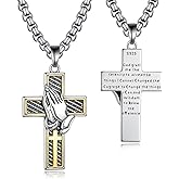 Sbzxbt Serenity Prayer Necklace Cross Necklace for Men Women 925 Sterling Silver Cross Religious Jewelry Serenity Prayer Gifts for Men Women