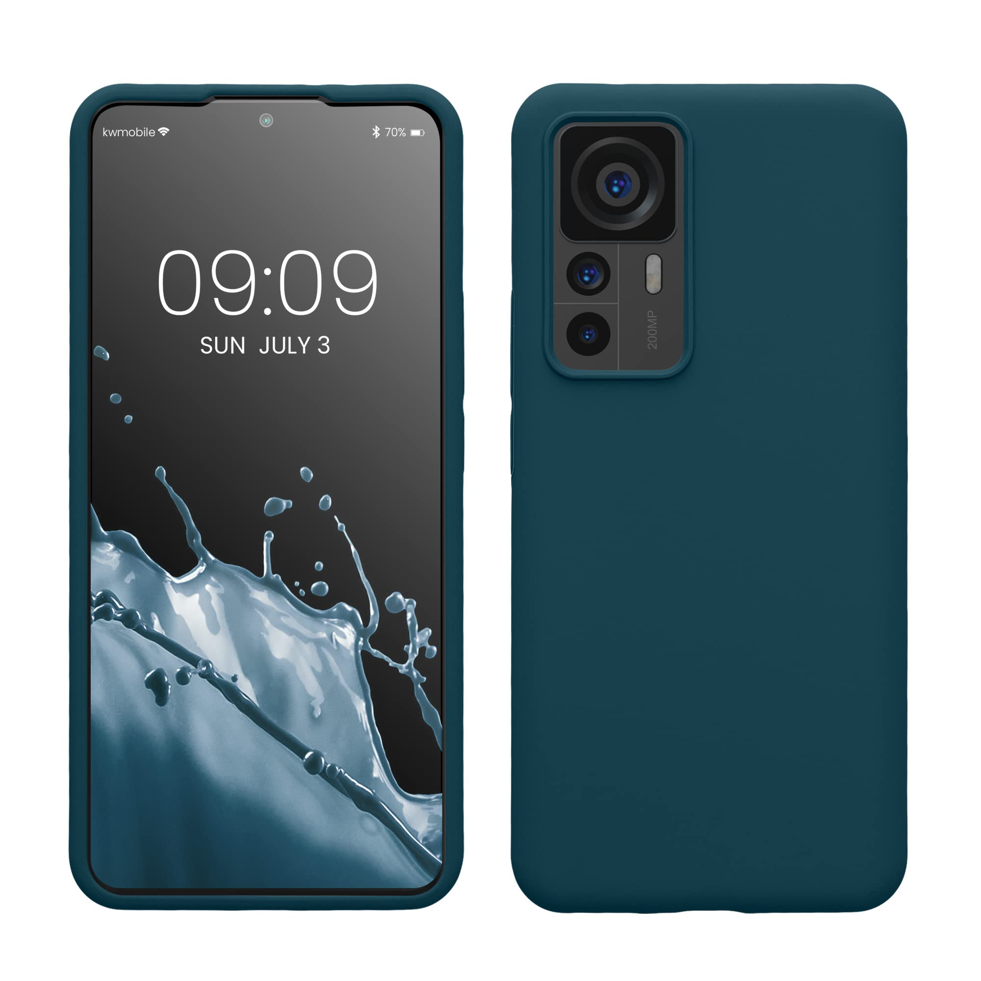 kwmobile Case for Xiaomi 12T / 12T Pro Case - Soft Cover - Shockproof Silicone - Wireless Charging Teal Matte — image 1