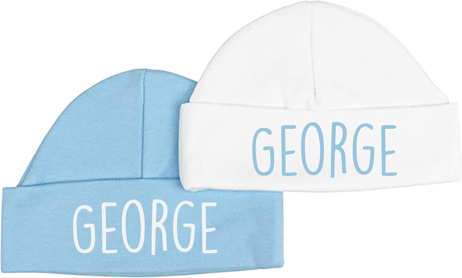 TeddyTs Personalised Baby Super Soft Cotton Sleep Hat (Set of 2) (Blue