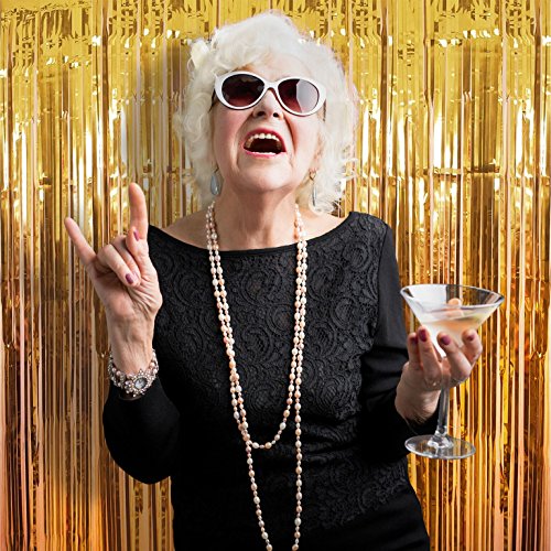 image for 24-7 Party Foil Fringe Curtain (SET OF 2) GOLD Metallic Photo Booth Ti