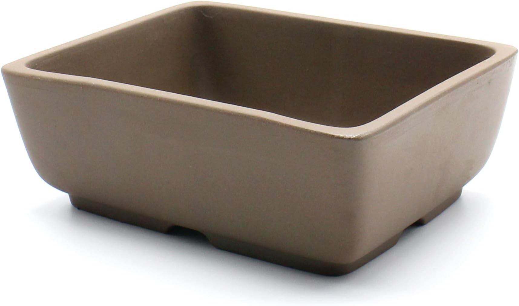 Bonsai Pot Ceramic Rectangle Round Shaped Corners (6.5", Noglazed)