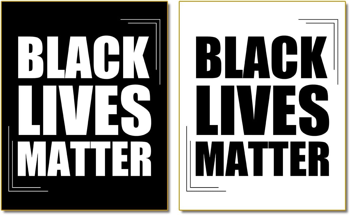 Black Lives Matter Art Painting Inspirational Racial Harmony Equality (8”X10” Canvas Picture), One Group of 2 art Paintings Phrase Mural for KTV Bedroom Art Print Poster,Office Home Decor