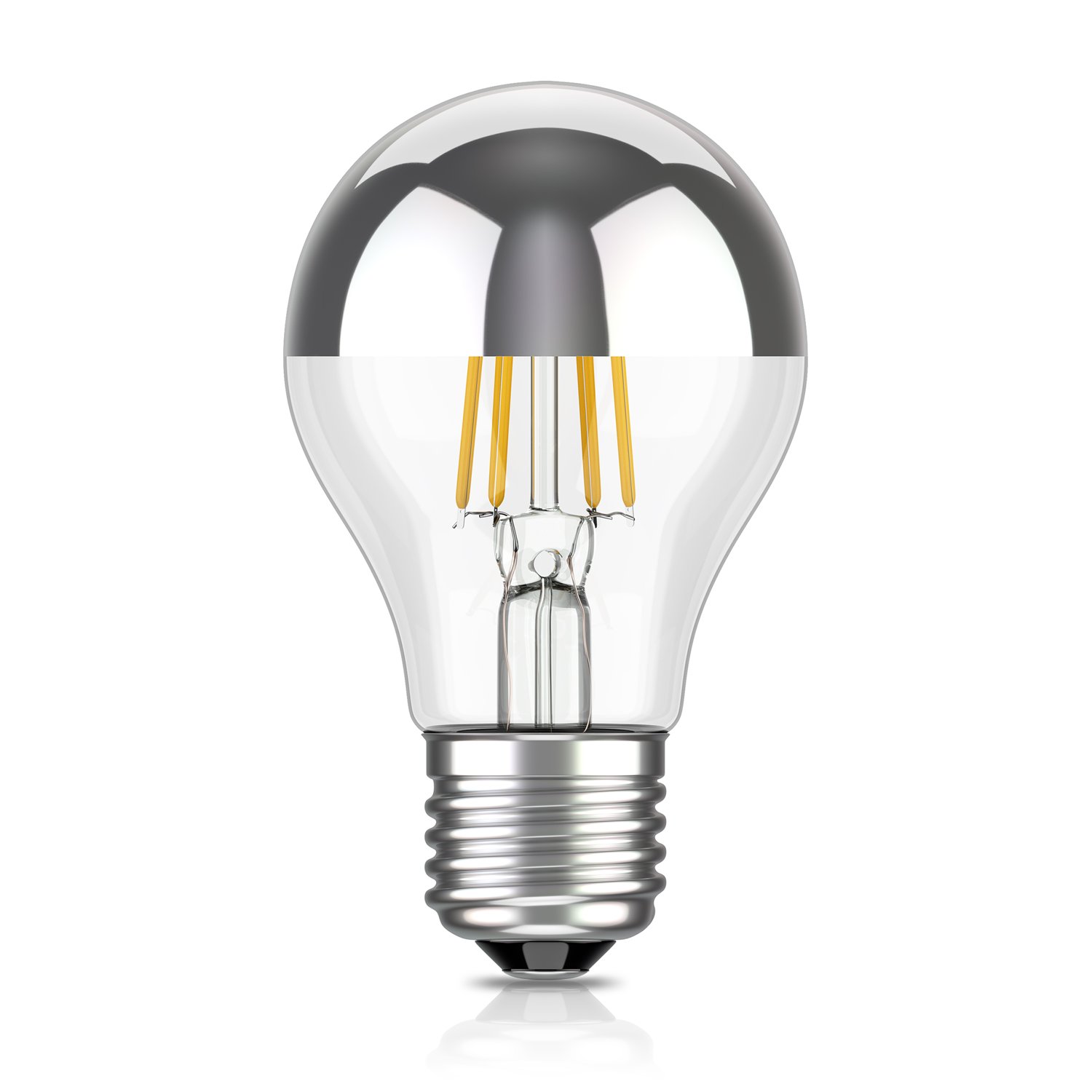 ledscom.de LED E27 Head Mirror lamp A60 2700K Warm White 461lm 4,1W 230V - Silver Head Bulb - not dimmable — image 1