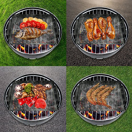 MEHE Grill Basket, Thicken Will not Warped, Nonstick Grilling Topper 14.6 "x11.4" Pan BBQ Accessory for Grilling Vegetable, Fish, Shrimp, Meat, Camping Cookware