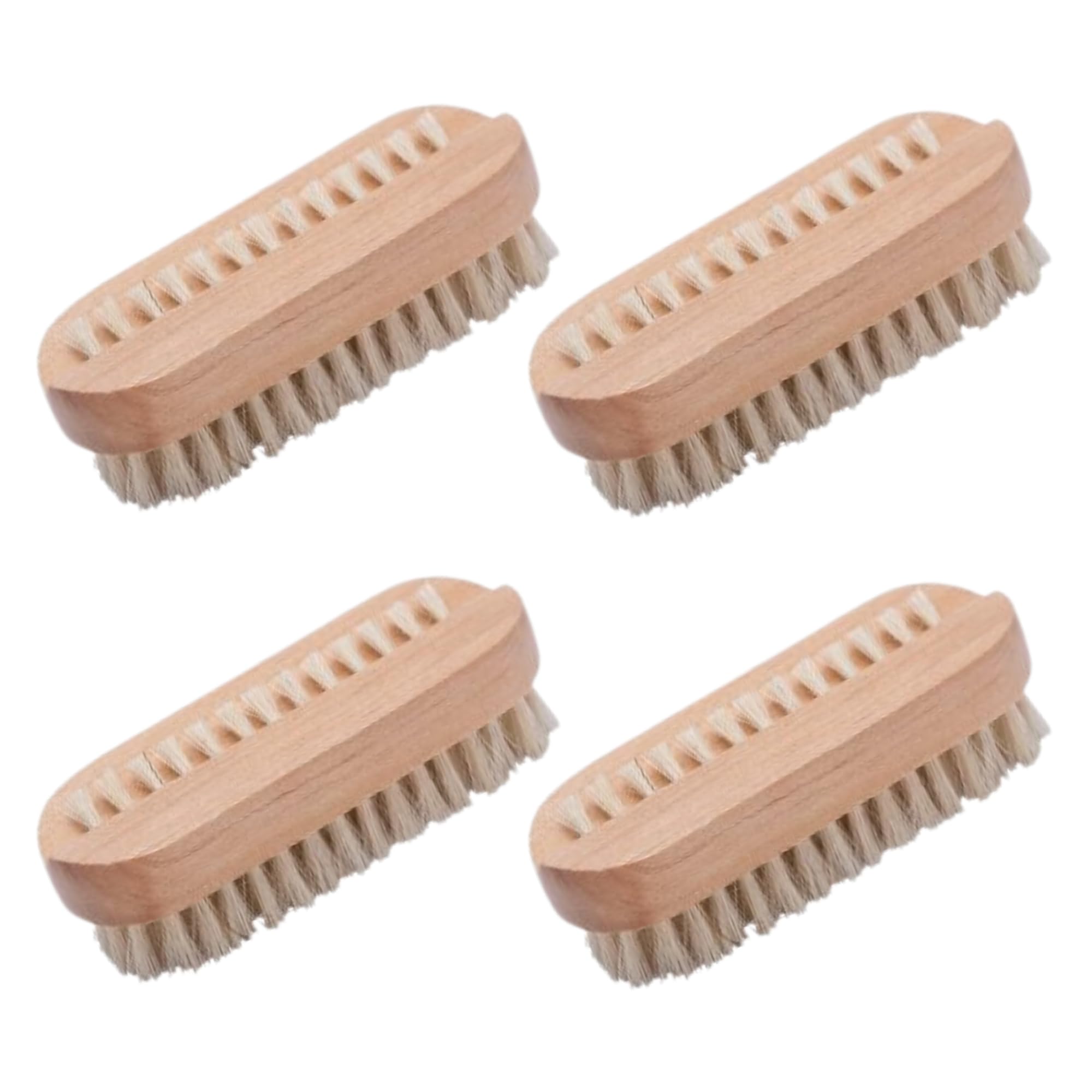 Wooden Nail Brushes – 4 Pack Double-Sided Hand & Nail Cleaning Brushes with Firm Bristles, Scrubbing Brush for Fingernails & Toenails, Hygienic Wood Handle