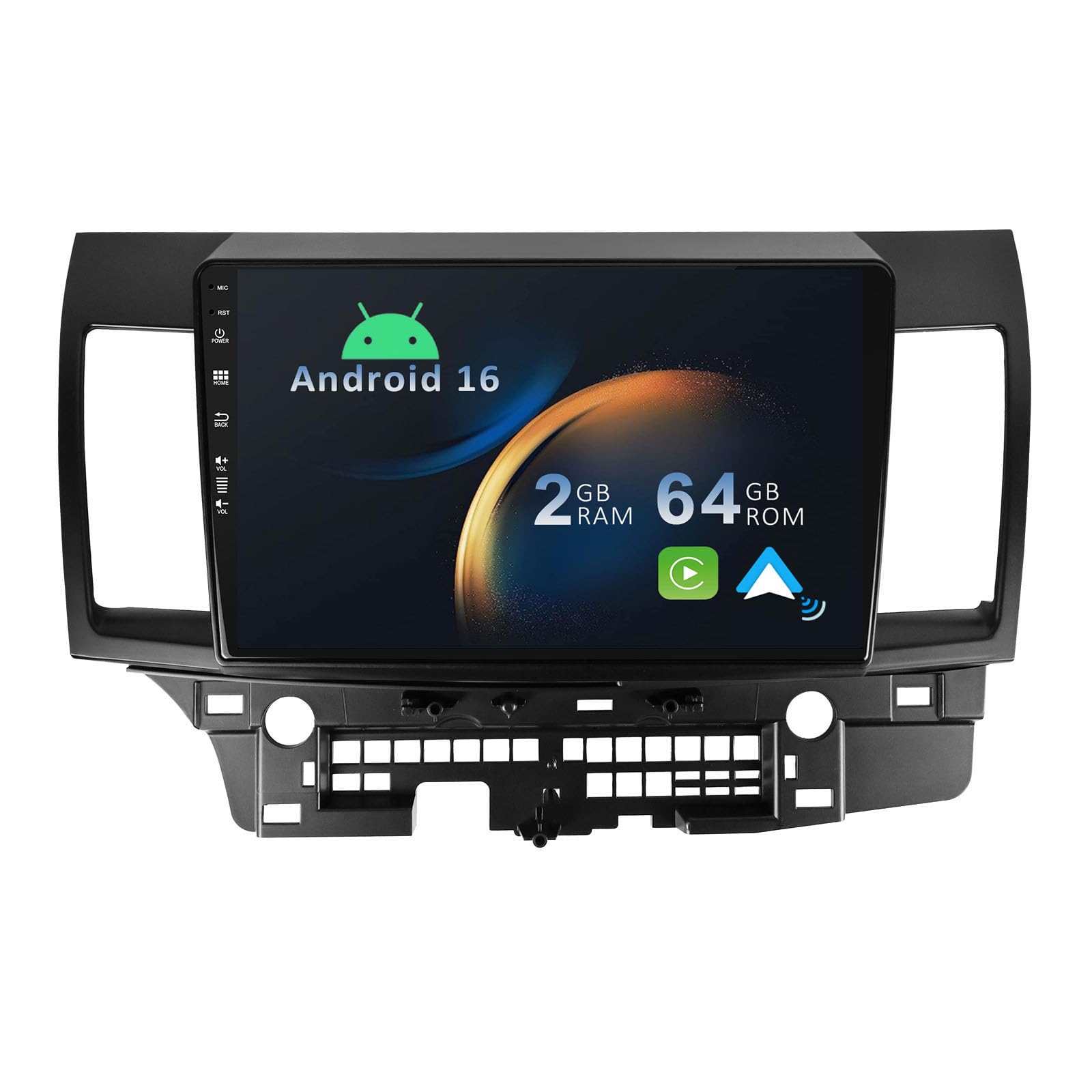 YUNTX Android 14 Car Stereo Fit for Mitsubishi Lancer 2006-2018-[Built-in CarPlay/Android auto/GPS]- Camera-IPS 2.5D 10.1”Touchscreen-DAB/MirrorLink/Bluetooth 5.0/Steering Wheel Control/WiFi/USB/4G
