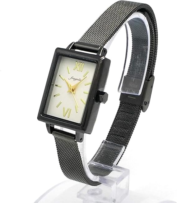 Amazon レクタングル メッシュバンドウォッチ ブレスレットウォッチ レディース腕時計 ガンブラック Fa Gunbk レディース腕時計 腕時計 通販