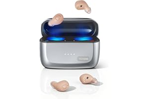 Vivtone SyncTune Bluetooth Hearing Aids, Rechargeable OTC Hearing Aids Enables Phone Call & Music Streaming, in-Ear Detection to Avoid Whilsting, Auto UV Cleaning & Drying, 300H Backup Power