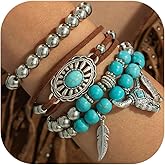 72ore Turquoise Bracelet Western Bracelets for Women Gold Western Jewelry Statement Bracelet Gold Stack Boho Stretch Bracelets Beaded Set