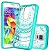 Galaxy S5 Phone Case Clear,Anoke Scratch Resistant Mandala Flower Back Cute Acrylic TPU Bumper Slim Fit Thin Protective Cover Cases with HD Screen Protector for Girls Women Galaxy S5 CH Mint