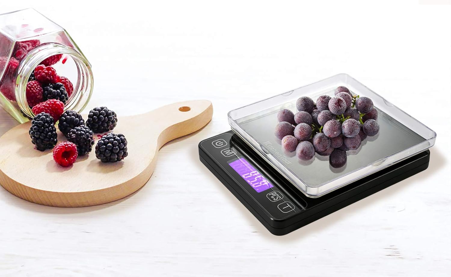 KitchenTour Digital Kitchen Scale - 3000g/0.1g High Accuracy Precision Multifunction Food Meat Scale with Back-Lit LCD Display(Batteries Included): Industrial & Scientific