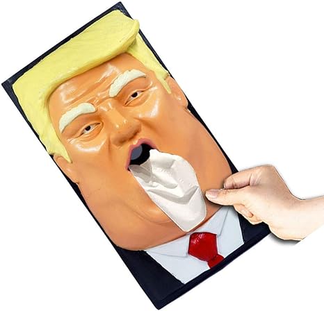Amazon ドナルドトランプ天然樹脂長方形のティッシュボックスカバー 装飾的なナプキンホールダーポンプ紙ケースディスペンサー ホームオフィス車のための 顔の箱 B ティッシュケース ホルダー オンライン通販
