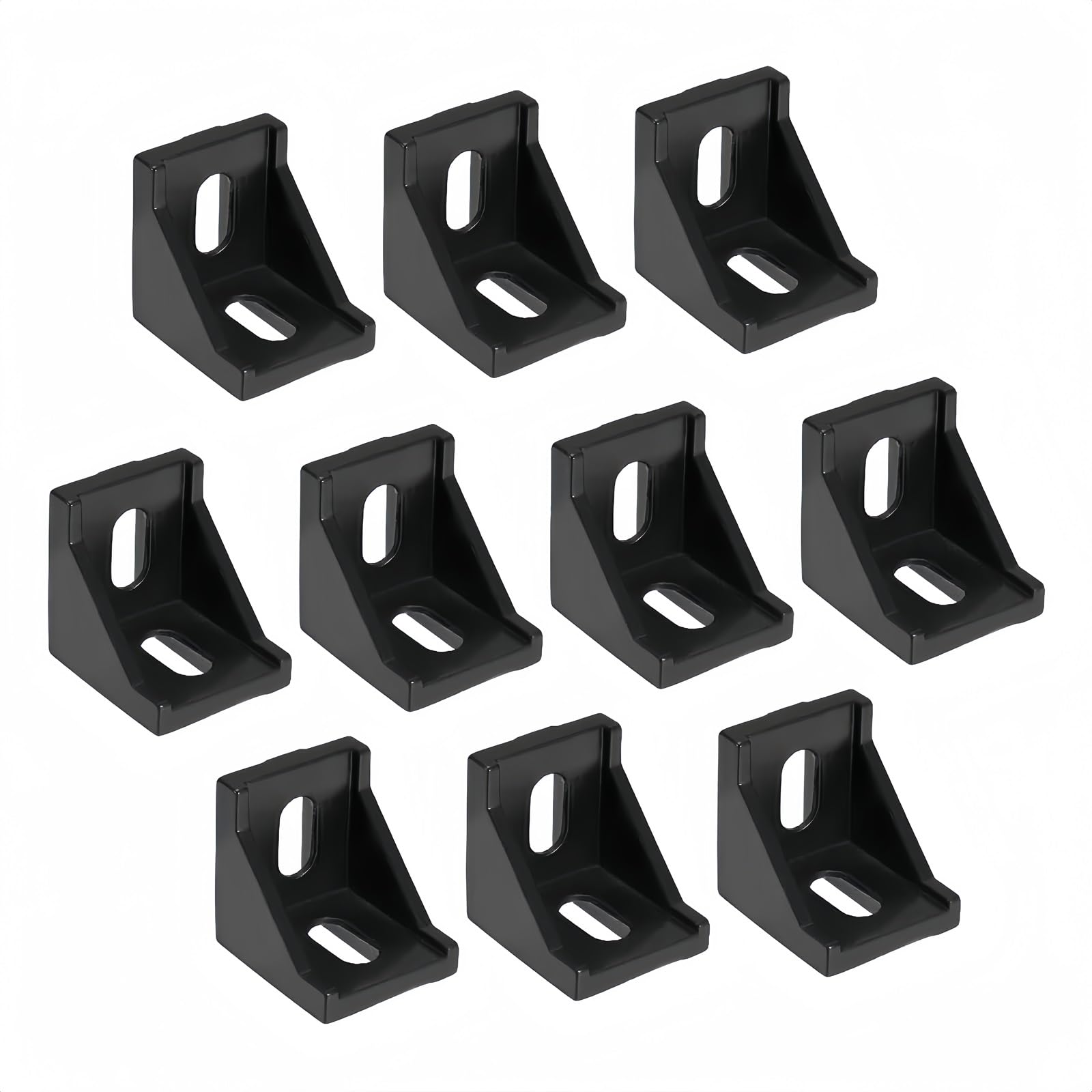 Boxonly 40mm x 40mm Inside Corner Bracket Gusset, Corner Brace Angle Bracket Fastener for Aluminum Extrusion Profile, 10 Pcs(Black)