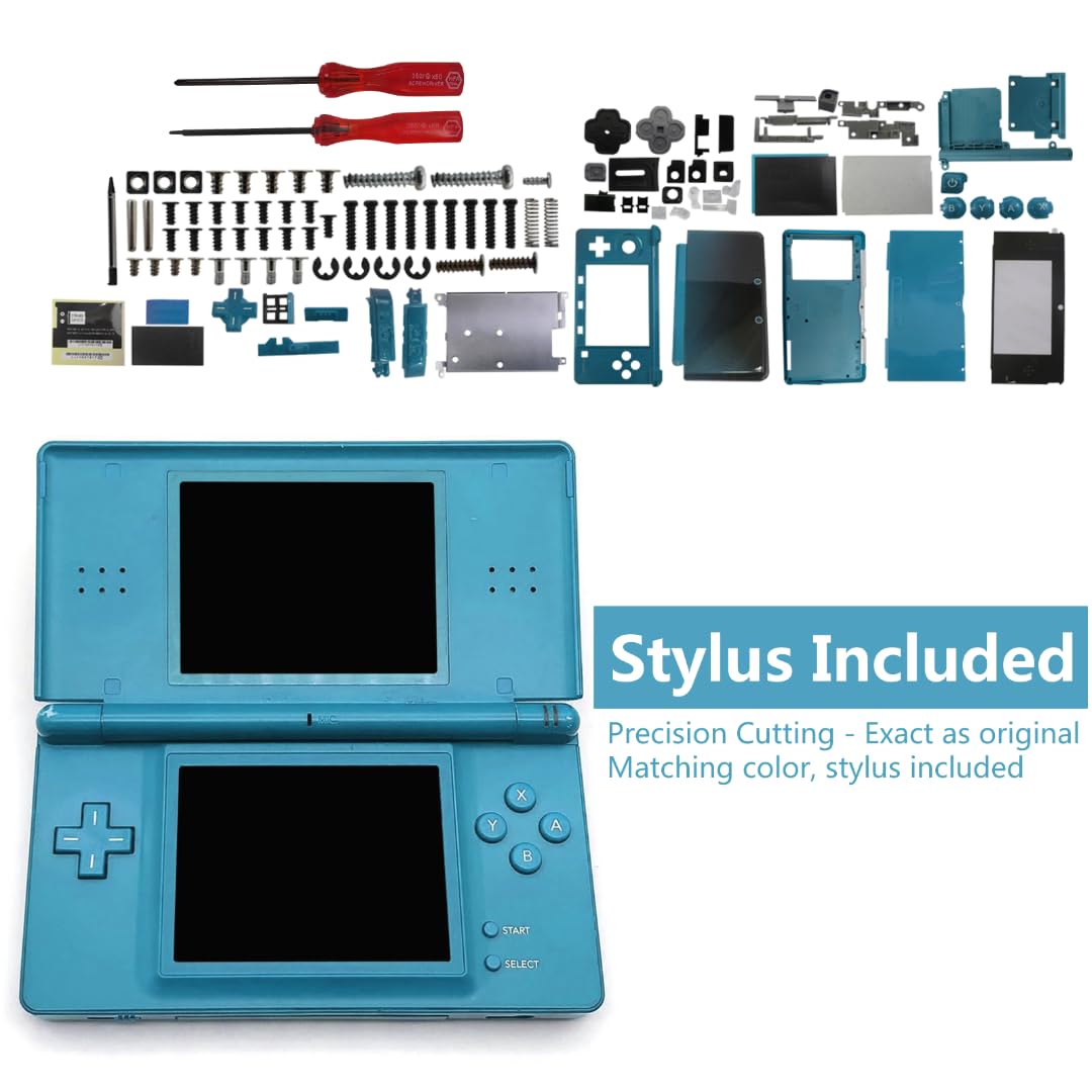 ATIODYUUK Housing Shell for Nintendo 3DS System Replacement Screen Tools Console Aqua Blue