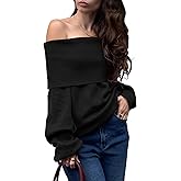 ZAFUL Women's Off Shoulder Sweater Fall Oversized Knit Tops 2025 Long Lantern Sleeve Pullover Jumper