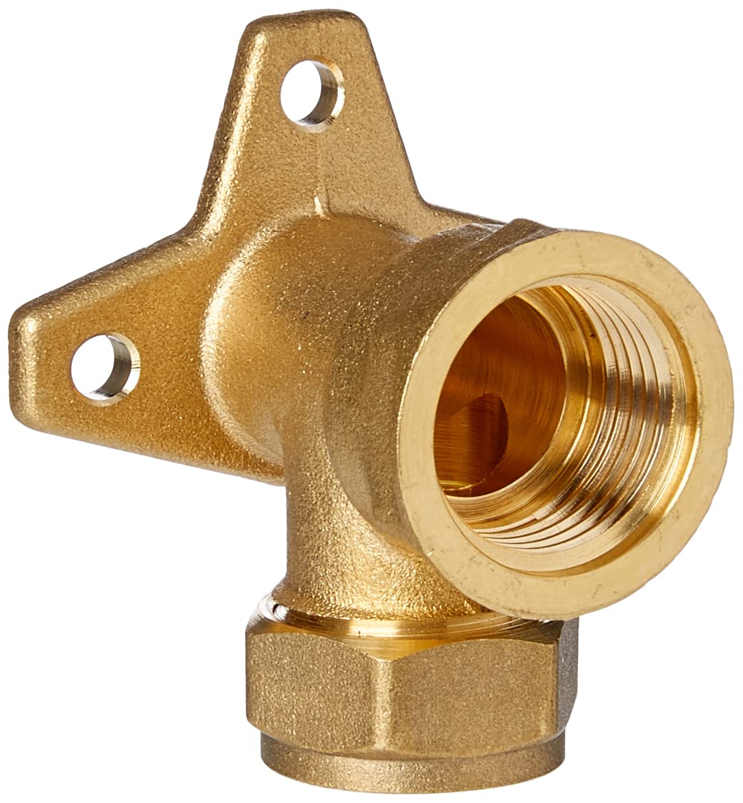 Merriway BH02299 Compression Fitting Wall Plate Elbow, 15 mm - Brass