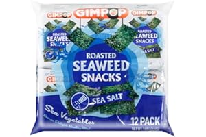 GIM POP GimPop - Premium Sea Salt Roasted Seaweed Snacks - Healthy & Crunchy Snack Made from Clean Water Seaweed