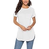 Newchoice Women's Short Sleeve Tunic Tops Casual Round Neck Loose Summer Basic Shirts with Pockets