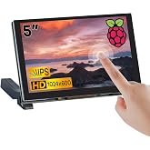 Hosyond 5 inches Touchscreen IPS LCD Display Panel 1024&times;600 HDMI Capacitive Screen for Raspberry Pi5/Pi4/Pi3/ZERO 2W, BB Black, Windows
