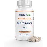 Methyl-Life&reg; L-Methylfolate 5 mg - Chewable Active Folate Tablets with ultrapure Form of Cerebrofolate&reg; (L-5-MTHF, Calcium) | Vegan, Non-GMO, Gluten-Free | 90 Chewable Tablet