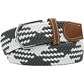 Huyfhksd Multicolored Elastic Woven Golf Belts Casual Braided Stretch Belt for Men and Women