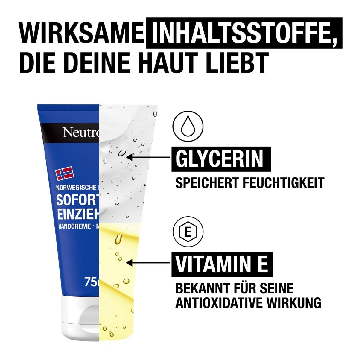 Neutrogena Sofort einziehende Handcreme (6 x 75ml), leichte und nicht fettende Feuchtigkeitscreme mit Glycerin plus Vitamin E bei trockenen, rissigen Händen, Sparset 4